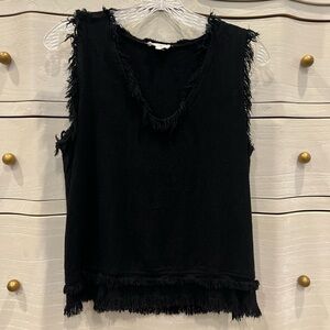 La Miel Linen Blend Frayed Tank Size Small
